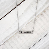 Love Wisconsin Silver Bar Necklace by Fan Frenzy Gifts